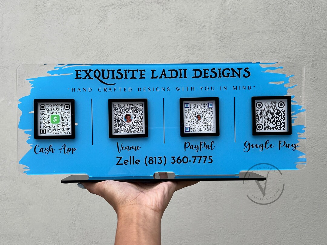 Custom Acrylic QR Code Business Sign: Salon, Social Media, Payment - Etsy