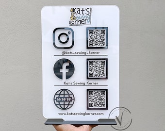 QR Code Instagram Business Signe de médias sociaux | Signe de salon | Signe de beauté | Coiffeurs Esthéticienne Enseigne Marketing Enseigne