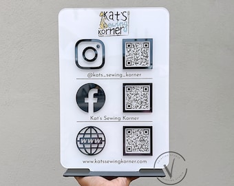 QR Code Instagram Business Signe de médias sociaux | Signe de salon | Signe de beauté | Coiffeurs Esthéticienne Enseigne Marketing Enseigne