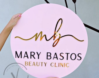 Custom Round Business Logo Sign, 3D Office Wall Decor or Door