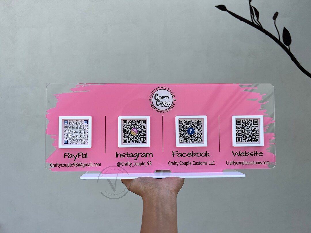 Custom Acrylic QR Code Business Sign: Social Media, Payment - Etsy