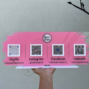 QR Codes Business Facebook Instagram Sign Scan to Pay Sign, Multi QR Code Salon Beautician Hairdresser Social Media Sign Payment Sign