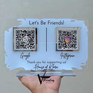 Acrylic QR Code Business Sign: Social Media Display Stand