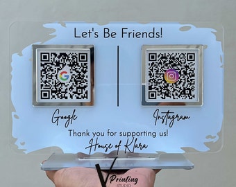 Acrylic QR Code Business Sign: Social Media Display Stand