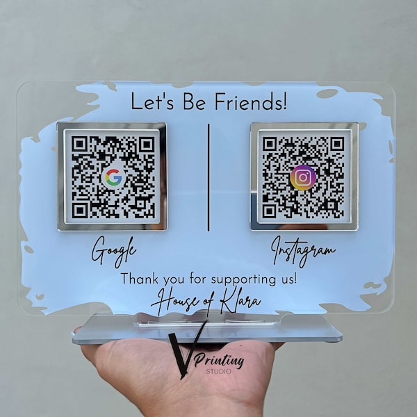 Instagram and Facebook Qr Code Stand Etsy