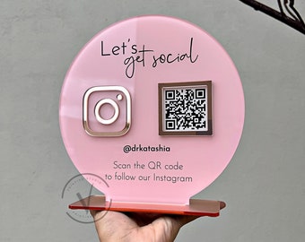 Acrylic Social Media QR Code Sign: Salon & Business Marketing