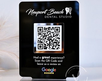 QR Code Google Facebook Review Counter Sign, Business Acrylic Sign | Salon Beautician Hairdresser Signage Display