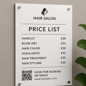 Price Menu Sign Personalized Menu Price Sign | Custom Price List Board for Cafe ...
