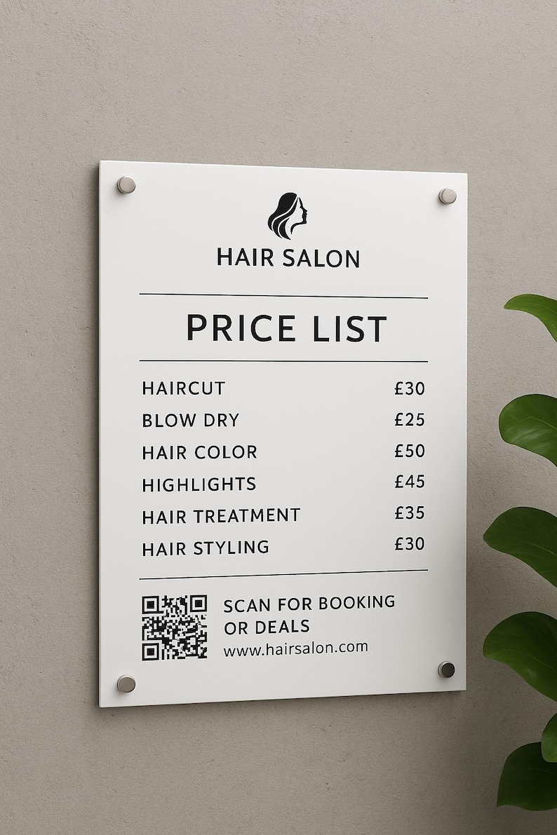 Price Menu Sign Personalized Menu Price Sign | Custom Price List Board for Cafe ...