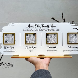 QR Codes Facebook Instagram Business Sign Scan to Pay Sign, Multi QR Code Salon Beautician Hairdresser Social Media Sign Payment Sign