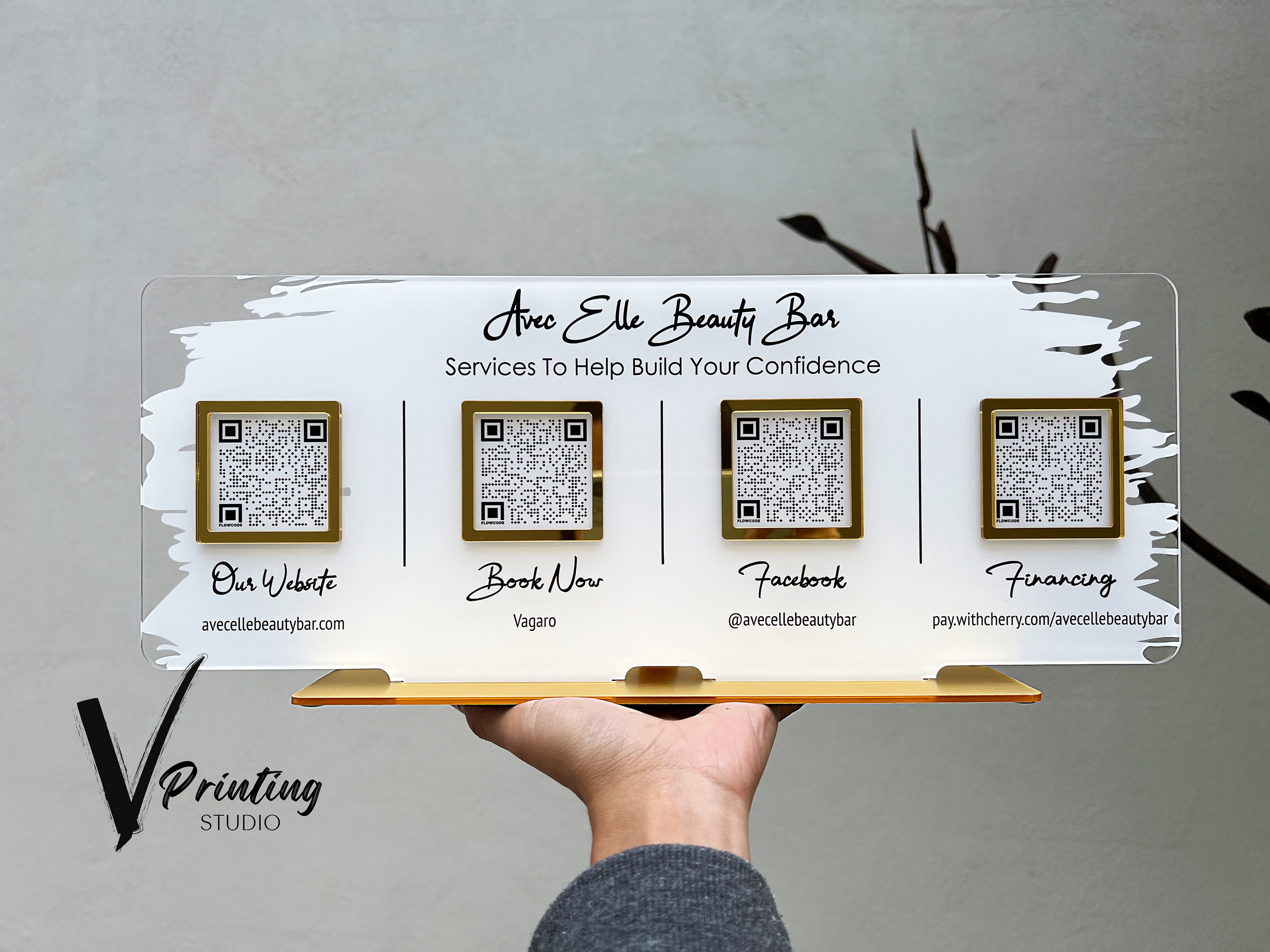 Custom Acrylic QR Code Business Sign: Salon, Social Media, Payment - Etsy