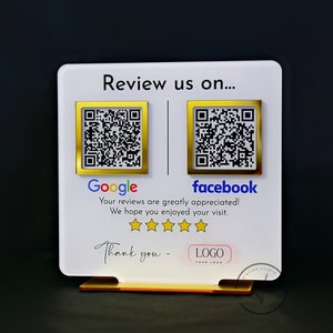 Signo de revisión de código QR empresarial, signo de revisión de Google, signo de dejar un signo de revisión, signo de revisión de Facebook