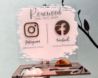 Acrylic Square Reader Dock: Business Card & Social Media Sign