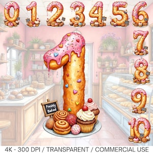 Birthday Number Png Clipart Bundle, Birthday Party Png, Birthday Bakery Boy Girl Png, Happy Birthday Png, Donut Png, Birthday Png Bundle