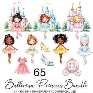 Princess Clipart Bundle - Princess Clipart Png  - Nursery Art - Ballerina Clipart - Cute Kids Clipart - Little Princess - Commercial License