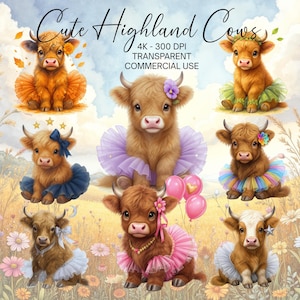 Süßes Highland Kuh Clipart Bundle, 40 Highland Kuh Clipart Png, Trending Png, glücklich Highland Kuh Clipart, Highland Kuh lustige Baby Kuh Png