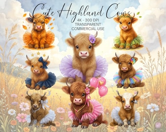 Süßes Highland Kuh Clipart Bundle, 40 Highland Kuh Clipart Png, Trending Png, glücklich Highland Kuh Clipart, Highland Kuh lustige Baby Kuh Png