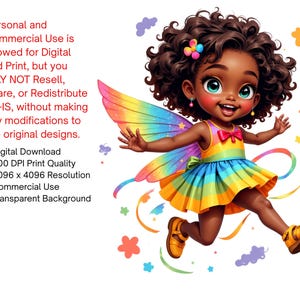 a young girl with curly hair, wearing a colorful dress and a flower in her hair, surrounded by a variety of flowers and butterflies.