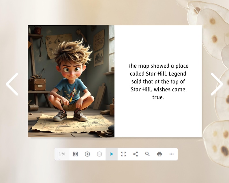a cartoon character, a young boy with spiky hair, sitting on a map and holding a pencil.