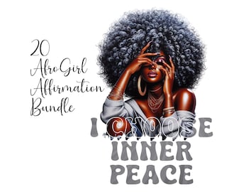 20 Black Girl Affirmation Clipart Bundle PNG Afro Women Sublimation Png, Afrogirls Clipart Melanin Queen Black Girl Magic Digital Download
