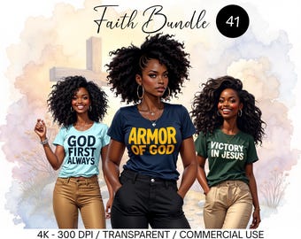 41 Black Girl Christian Clipart Bundle PNG Afro Women Sublimation Png, Afrogirls Clipart Melanin Queen Black Girl Magic Digital Download