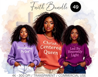 49 Black Girl Christian Clipart Bundle PNG Afro Women Sublimation Png, Afrogirls Clipart Melanin Queen Black Girl Magic Digital Download