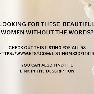 The image is a listing for beautiful women without the words, available on Etsy.com/Listing/43307111424. The image is for all 58 people. You can also find the link in the description.