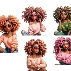 a group of women with different colored curly hair