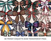 48 Coquette Bow PNG Bundle, T-Shirt Design, Trendy Clipart PNG, TShirt Sublimation Design PNG, Coquette Bow, Digital Download Commercial Use