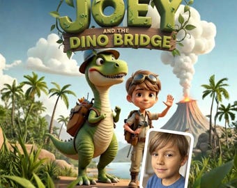 Joey and the Dinosaur Bridge Personalized Kids Book Custom Name Bedtime Story Dinosaur Adventure Gift Books for Children