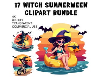 17 Bundle Witch Summerween Png, Funny Summer-ween Png, Summerween Horror Characters Png, Spooky Summer, Halloween Gift, Witch Vibes
