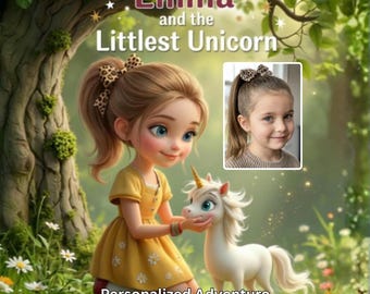 Emma and the Littlest Unicorn Personalized Kids Book – Custom Children’s Bedtime Adventure with Child’s Name, Illustrated Gift Book for Kids