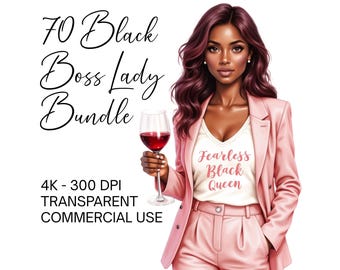 70 Black Boss Lady Bundle Png, Black Girl Boss Clipart, Black Woman Clipart, Affirmation PNG, Black Lady PNG Girl Boss Bundle Commercial Use