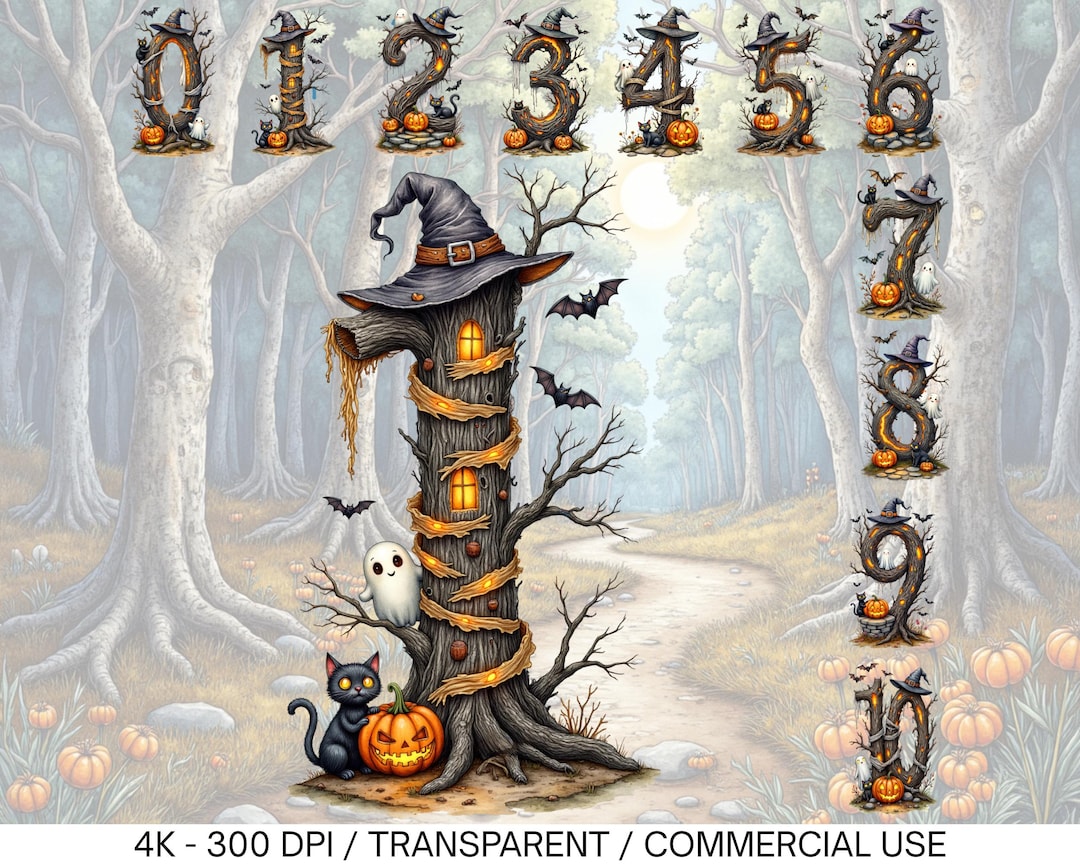 Halloween Numbers Png Bundle, Spooky Season Png, Pumpkin Png, Halloween ...