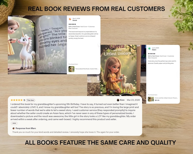 a collection of book reviews from real customers, highlighting the same care and quality in the books.