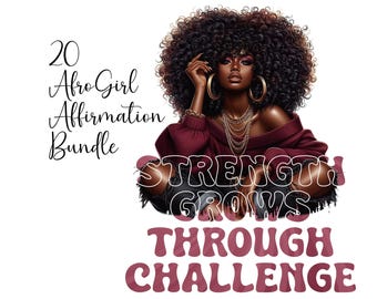 20 schwarze Mädchen Affirmation Clipart Bundle PNG Afro Frauen Sublimation Png, Afrogirls Clipart Melanin Königin Black Girl Magie digitaler Download