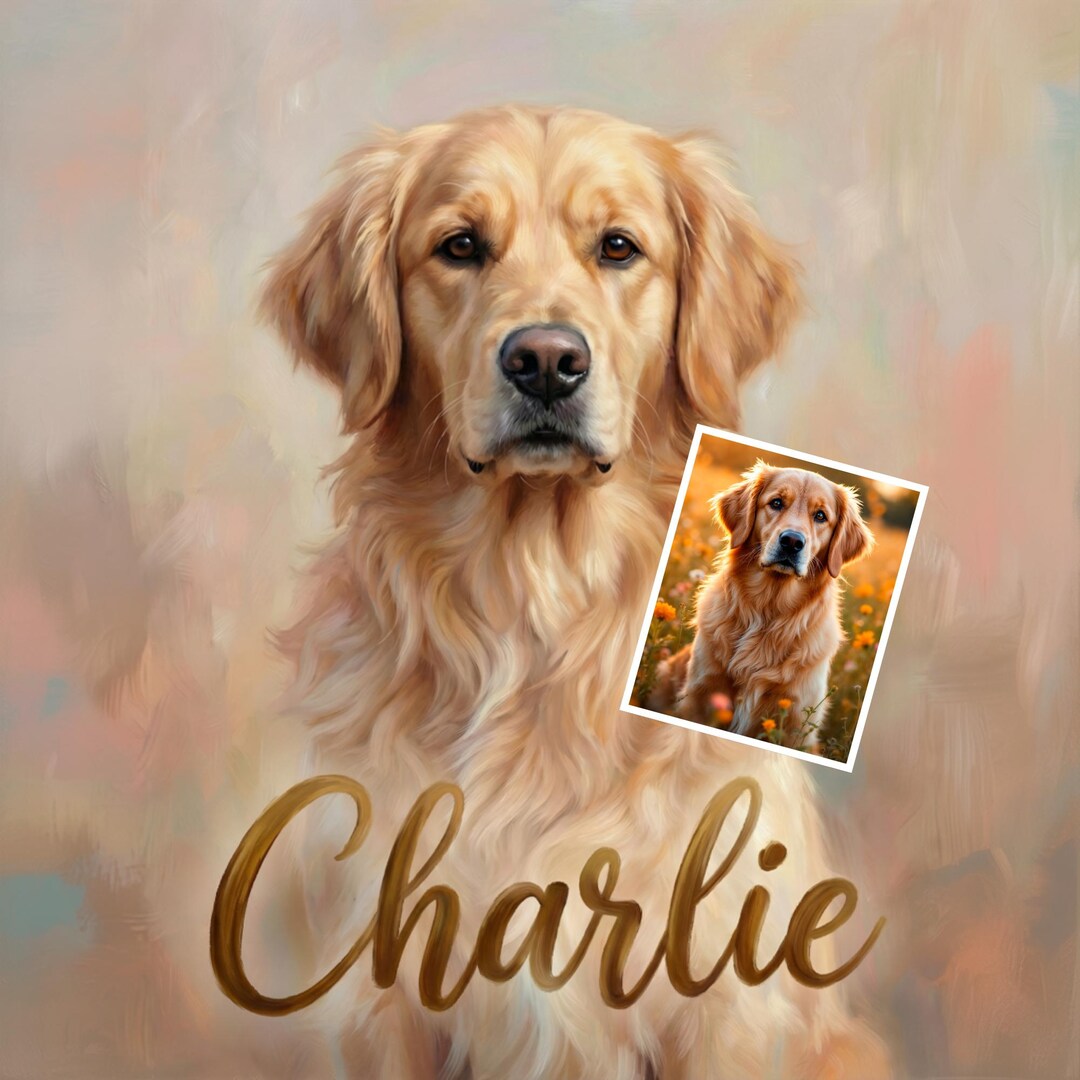 Custom Dog Portrait From Photo Personalized Pastel Oil Painting Canvas ...