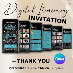 Digital New Orleans Girls Trip Itinerary Invitation, Birthday Travel Louisiana Vacation, Weekend Getaway Schedule, Self Editable Planner