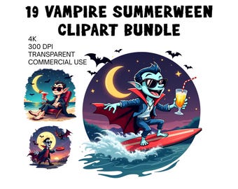 19 Bundle Vampire Summerween Png, Funny Summer-ween Png, Summerween Horror Characters Png, Spooky Summer, Halloween Gift, Vampire Vibes