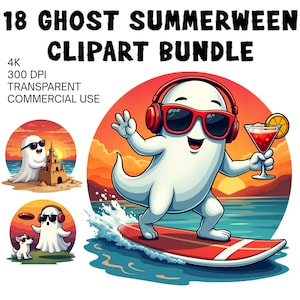18 Bundle Ghost Summerween Png, Funny Summer-ween Png, Summerween Horror Characters Png, Spooky Summer, Halloween Gift, Ghost Vibes