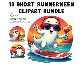 18 Bundle Ghost Summerween Png, Funny Summer-ween Png, Summerween Horror Characters Png, Spooky Summer, Halloween Gift, Ghost Vibes