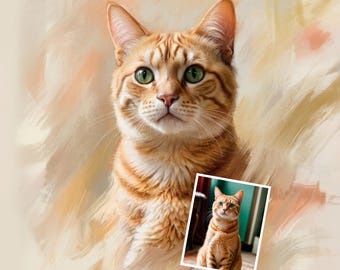 Custom Cat Memorial Portrait From Photo Oil Canvas Personalized Remembrance Gift For Cat Lover Sympathy