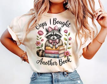 Ups, ich habe ein anderes Buch gekauft Lustiger Waschbär Bücherwurm PNG Buch Club Waschbär Png Sublimationsdesign Tierliebhaber Ästhetik Png Digital Download
