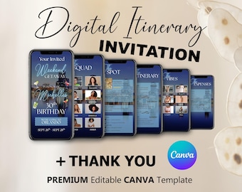 Digital Orlando Girls Trip Itinerary Invitation, Birthday Travel Florida Vacation, Weekend Getaway Schedule, Self Editable Planner