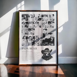 20 Papa Bear Definition Canva Template Bundle, Customizable Printable Photo Collage Fathers Day, Papa Bear Gifts, Wall Art, Pop Pop Gift
