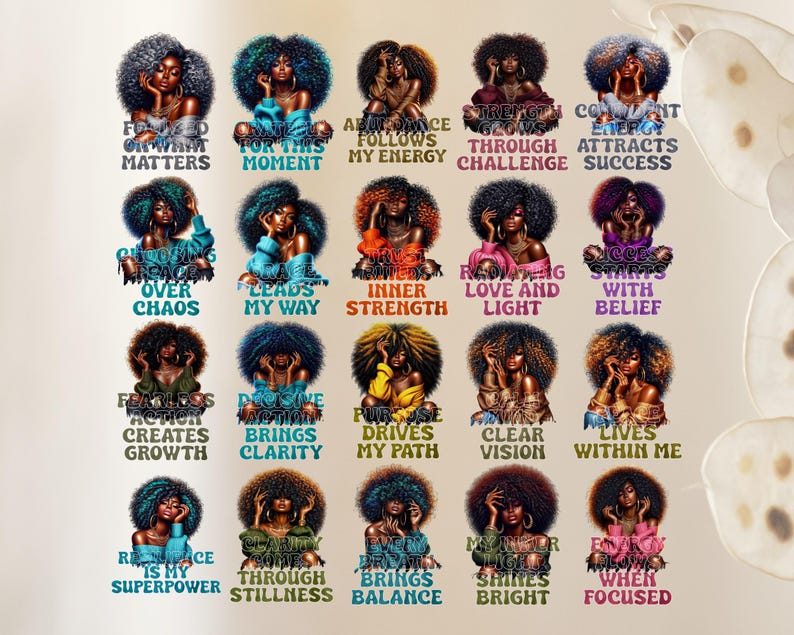 a poster of a woman with different hair colors
