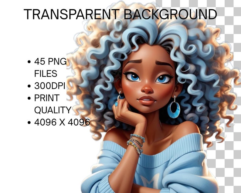 a digital painting of a woman with curly hair
