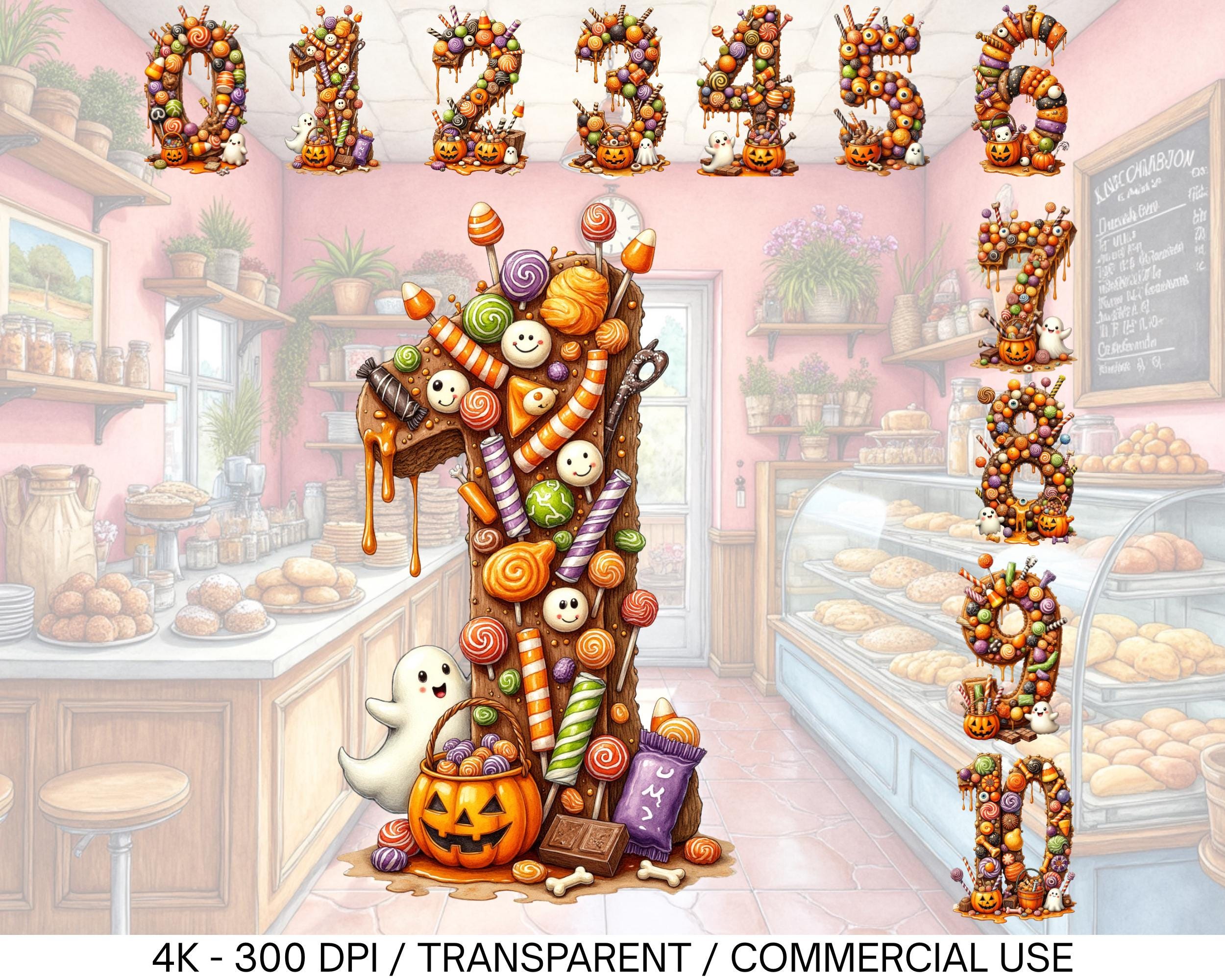 Halloween Numbers Png Bundle, Spooky Season Png, Candy Png, Halloween ...