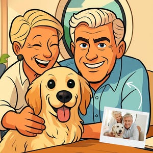 Custom Cartoon Style Portrait From Photo | Personalized Cartoon Portrait | Couple Family Pet Gift | Cartoon Character Portrait | Digital Art