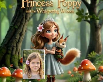 Libro infantil personalizado de la Princesa Poppy y el Bosque Susurrante con nombre personalizado. Cuento mágico para la hora de dormir. Libros de regalo para niños.